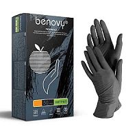 Benovy  Перчатки одноразовые нитриловые  черные M 100 шт/уп., Малайзия, BEN/3